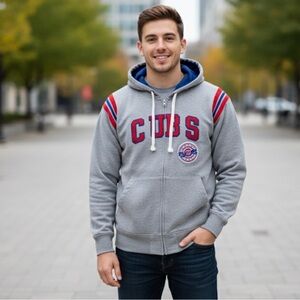 Vintage Chicago Clubs Grey Zip Up Embroidered Fleece Hoodie XL